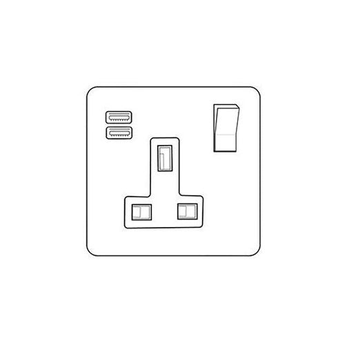 Georgian Elite Range Polished Chrome Switches & Sockets, J02 - 1G 13A Socket with USB-A+C by Heritage Brass By M-Marcus
