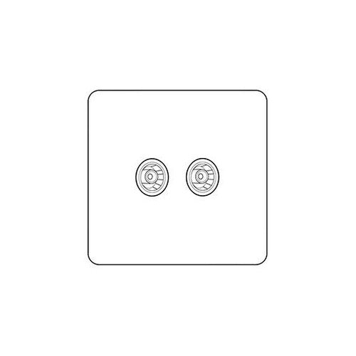 Elite Flat Plate Range Satin Brass Switches & Sockets, T04 - 2 Gang TV Coaxial Socket by Heritage Brass By M-Marcus