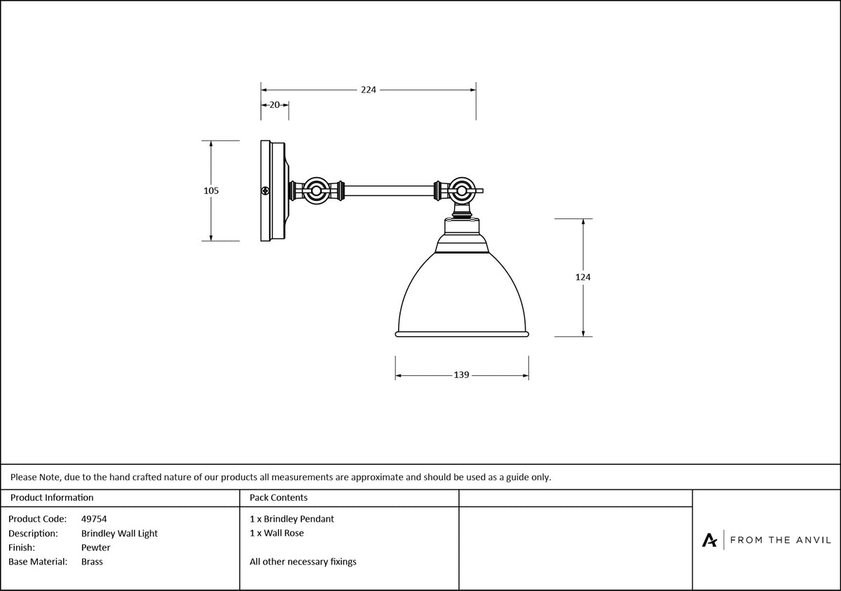 Pewter Brindley Wall Light by From The Anvil