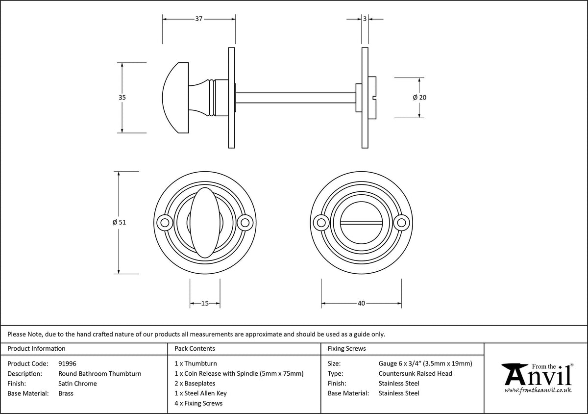 Round Thumbturn Set by From The Anvil