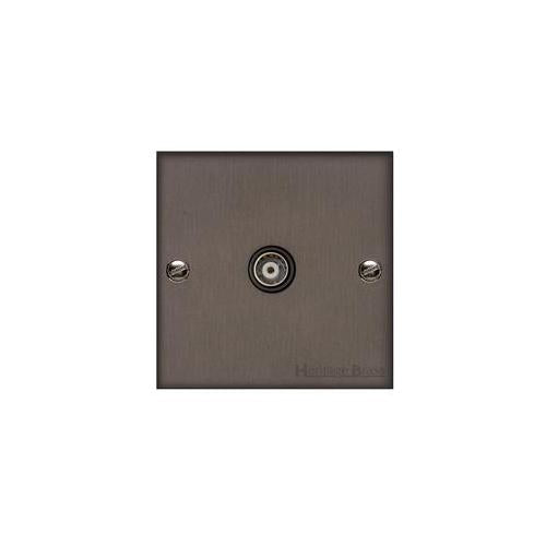 Bauhaus Range Matt Bronze Switches & Sockets, BH9 - 1 Gang Non-Isolated TV Coaxial Socket by Heritage Brass By M-Marcus