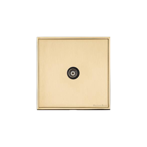 Executive Range Satin Brass with Polished Brass Switches & Sockets, EX14 - 1 Gang Non-Isolated TV Coaxial Socket by Heritage Brass By M-Marcus