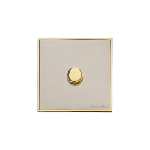 Executive Range Satin Nickel with Polished Brass Switches & Sockets, EX15 - 1 Gang TED Dimmer (Compatible with LED Lamps) by Heritage Brass By M-Marcus