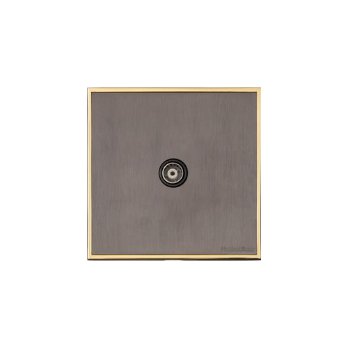 Executive Range Satin Black Nickel with Polished Brass Switches & Sockets, EX16 - 1 Gang Isolated TV Coaxial Socket by Heritage Brass By M-Marcus