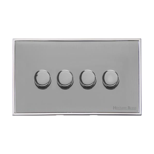 Executive Range Polished Chrome Switches & Sockets, EX22 - 4 Gang Dimmer 400 watts(Compatible with halogen/ incandescent bulbs) by Heritage Brass By M-Marcus