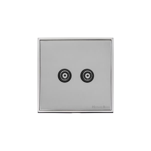 Executive Range Polished Chrome Switches & Sockets, EX22 - TV/FM Diplexed Socket by Heritage Brass By M-Marcus