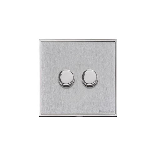 Executive Range Satin Chrome with Polished Chrome Switches & Sockets, EX23 - 2 Gang Dimmer 250 watts (Compatible with halogen/ incandescent bulbs) by Heritage Brass By M-Marcus