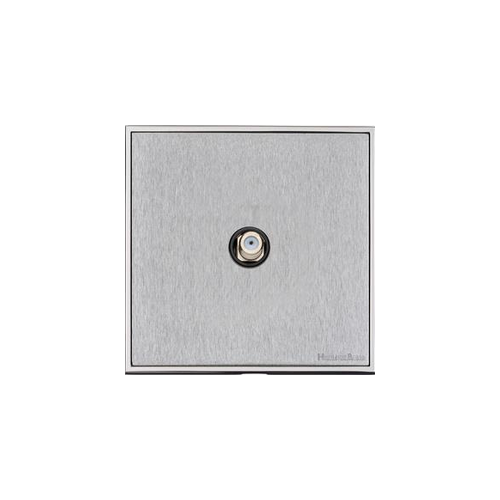 Executive Range Satin Chrome with Polished Chrome Switches & Sockets, EX23 - 1 Gang Satellite Socket by Heritage Brass By M-Marcus