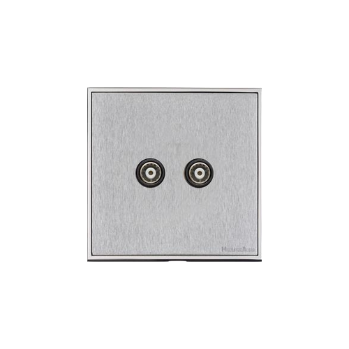 Executive Range Satin Chrome with Polished Chrome Switches & Sockets, EX23 - TV/FM Diplexed Socket by Heritage Brass By M-Marcus
