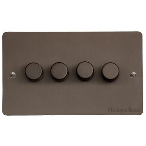 Stylist Bronze Flat Plate Range Switches & Sockets, L09 - 4G Multi Location Secondary Dimmer by Heritage Brass By M-Marcus