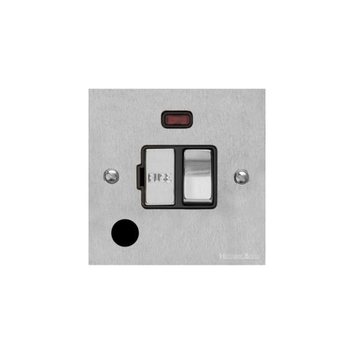 Richmond Elite Range Satin Chrome Switches & Sockets, LP3 - Switched Spur with Neon + Cord (13 Amp) by Heritage Brass By M-Marcus