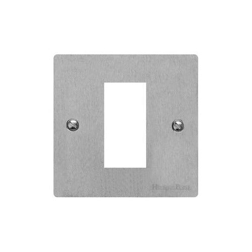 Elite Flat Plate Range Satin Chrome Switches & Sockets, T03 - 1 Module Euro Plate by Heritage Brass By M-Marcus