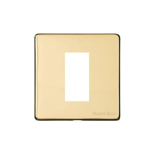 Vintage Range Unlacquered Polished Brass Switches & Sockets, XUL - 1 Module Euro Plate by Heritage Brass By M-Marcus