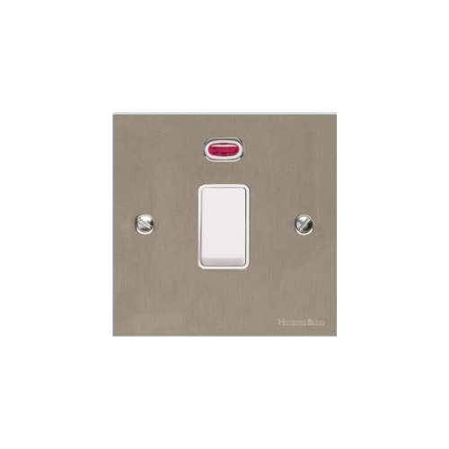 Victorian Elite Range Satin Nickel Switches & Sockets, R05 - 45A DP Cooker Switch with Neon (single plate) by Heritage Brass By M-Marcus