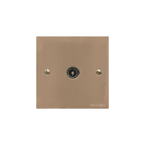 Victorian Elite Range Antique Brass Switches & Sockets, R91 - 1 Gang Isolated TV Coaxial Socket by Heritage Brass By M-Marcus