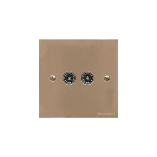 Victorian Elite Range Antique Brass Switches & Sockets, R91 - TV/FM Diplexed Socket by Heritage Brass By M-Marcus
