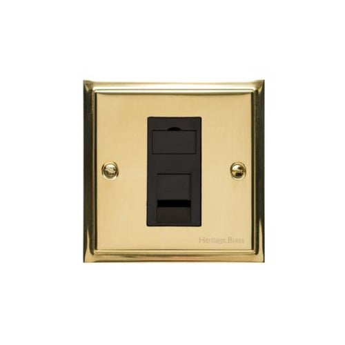 Elite Stepped Plate Range Polished Brass Switches & Sockets, S01 - 1 Gang RJ11 by Heritage Brass By M-Marcus