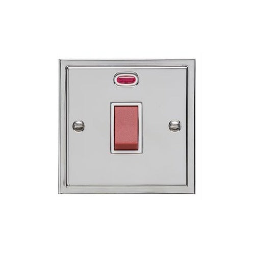 Elite Stepped Plate Range Polished Chrome Switches & Sockets, S02 - 45A DP Cooker Switch with Neon (single plate) by Heritage Brass By M-Marcus