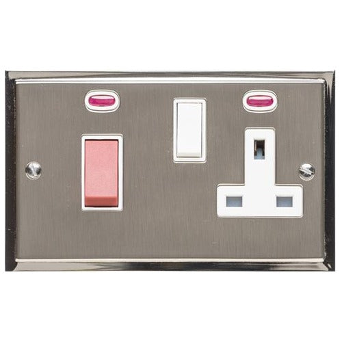 Elite Stepped Plate Range Satin Nickel Switches & Sockets, S05 - 45A Cooker Unit + 13A Socket by Heritage Brass By M-Marcus