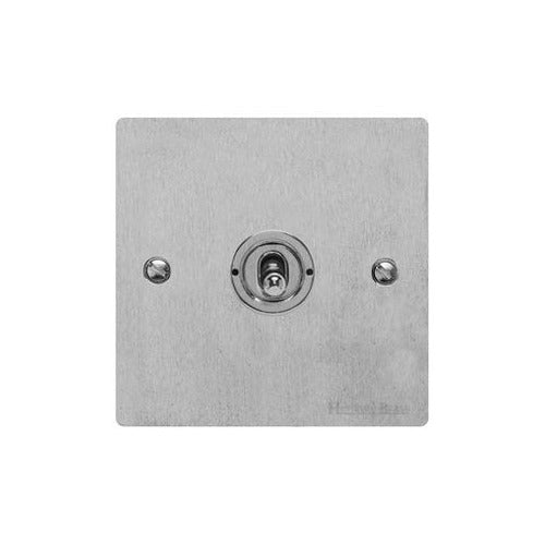 Elite Flat Plate Range Satin Chrome Switches & Sockets, T03 - 1 Gang Intermediate Toggle Switch by Heritage Brass By M-Marcus