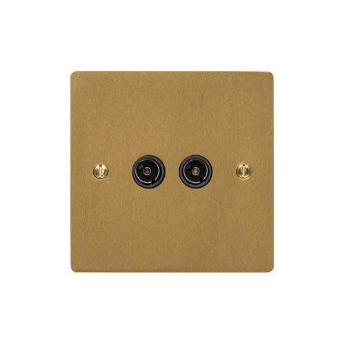 Elite Flat Plate Range Satin Brass Switches & Sockets, T04 - TV/FM Diplexed Socket by Heritage Brass By M-Marcus