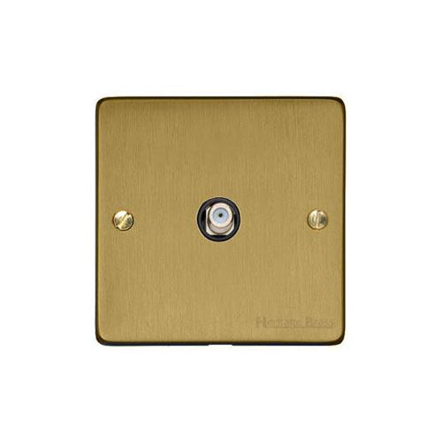 Elite Flat Plate Range Satin Brass Switches & Sockets, T04 - 1 Gang Satellite Socket by Heritage Brass By M-Marcus