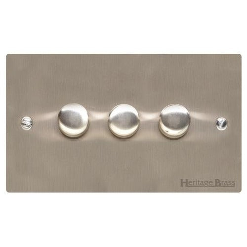 Elite Flat Plate Range Satin Nickel Switches & Sockets, T05 - 3G Multi Location Secondary Dimmer by Heritage Brass By M-Marcus