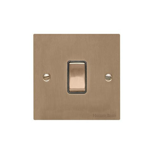 Elite Flat Plate Range Antique Brass Switches & Sockets, T91 - 1 Gang Rocker Switch by Heritage Brass By M-Marcus