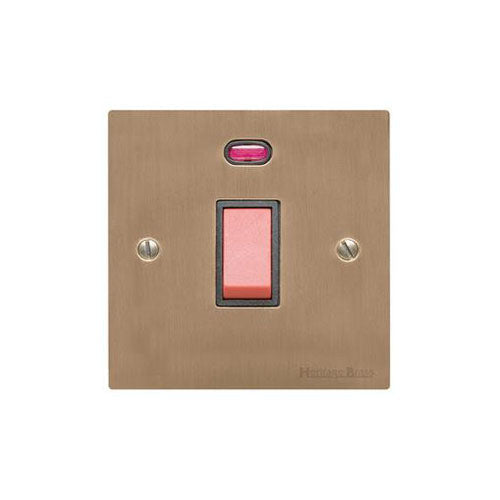Elite Flat Plate Range Antique Brass Switches & Sockets, T91 - 45A DP Cooker Switch with Neon (single plate) by Heritage Brass By M-Marcus