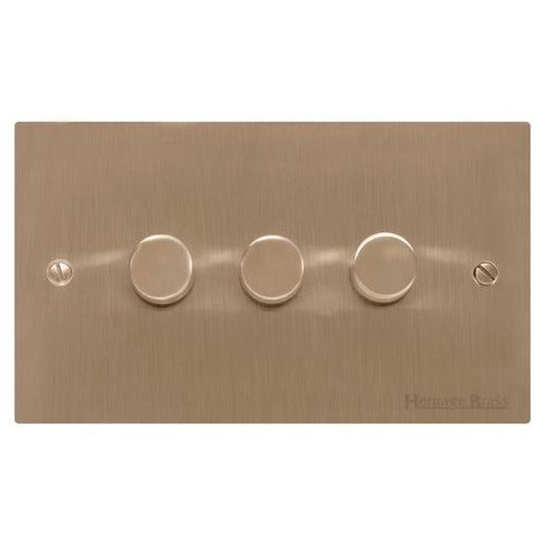 Elite Flat Plate Range Antique Brass Switches & Sockets, T91 - 3G Multi Location Secondary Dimmer by Heritage Brass By M-Marcus