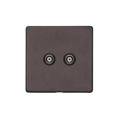 Verona Range Switches & Sockets - 2 Gang TV Coaxial Socket by Heritage Brass By M-Marcus