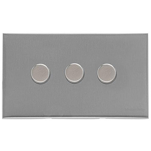 Winchester Range Satin Chrome Switches & Sockets, W03 - 3 Gang Dimmer 400 watts (Compatible with halogen/ incandescent bulbs) by Heritage Brass By M-Marcus