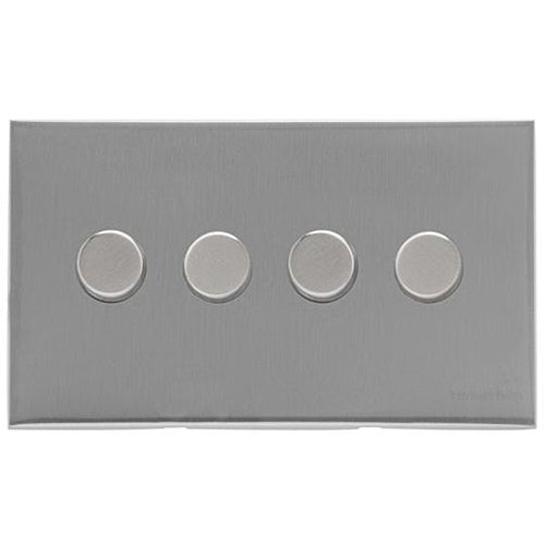 Winchester Range Satin Chrome Switches & Sockets, W03 - 4 Gang Dimmer 250 watts (Compatible with halogen/ incandescent bulbs) by Heritage Brass By M-Marcus