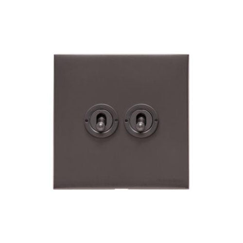 Winchester Range Matt Bronze Switches & Sockets, W09 - 2 Gang Toggle Switch by Heritage Brass By M-Marcus