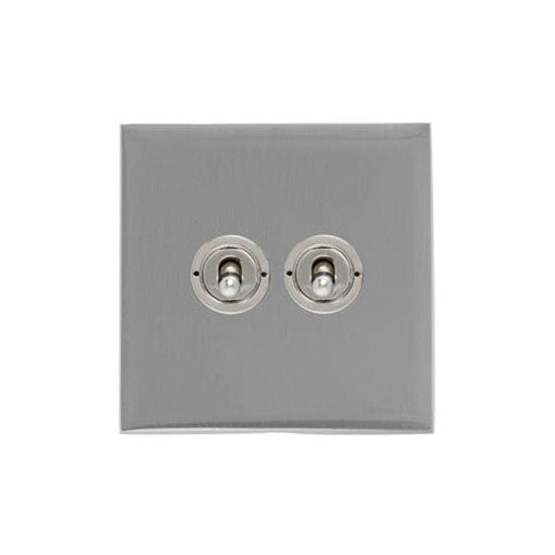 Winchester Range Satin Chrome Silk Switches & Sockets, W35 - 2 Gang Toggle Switch by Heritage Brass By M-Marcus