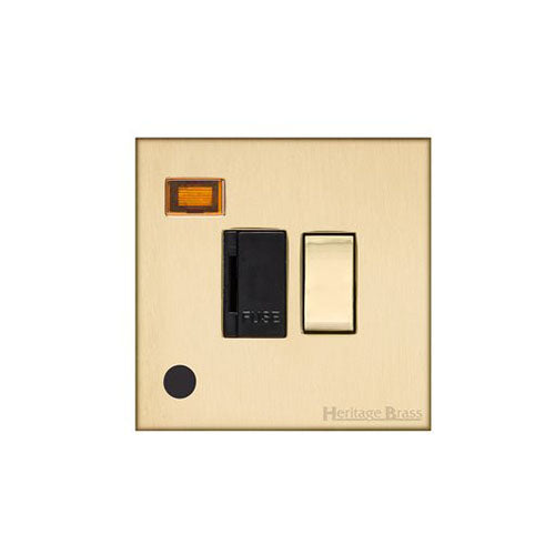Winchester Range Satin Brass Switches & Sockets, W44 - Switched Spur with Neon + Cord (13 Amp) by Heritage Brass By M-Marcus