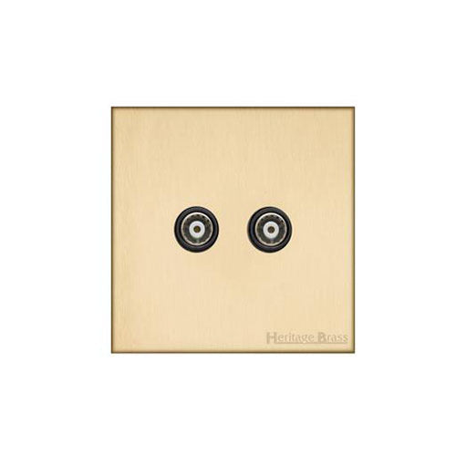 Winchester Range Satin Brass Switches & Sockets, W44 - TV/FM Diplexed Socket by Heritage Brass By M-Marcus