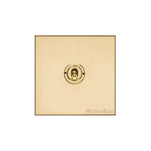 Windsor Range Satin Brass Switches & Sockets, WN44 - 1 Gang Intermediate Toggle Switch by Heritage Brass By M-Marcus