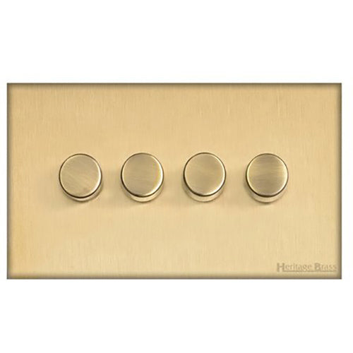 Windsor Range Satin Brass Switches & Sockets, WN44 - 4 Gang Dimmer 400 watts(Compatible with halogen/ incandescent bulbs) by Heritage Brass By M-Marcus