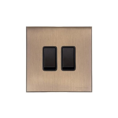 Windsor Range Matt Antique Brass Switches & Sockets, WN92 - 2 Gang Rocker Switch by Heritage Brass By M-Marcus