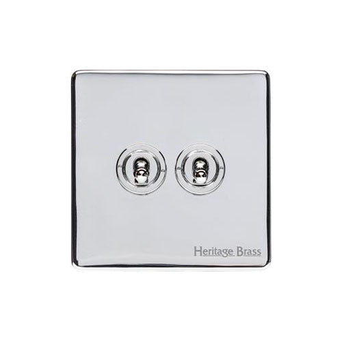 Vintage Range Polished Chrome Switches & Sockets, X02 - 2 Gang Toggle Switch by Heritage Brass By M-Marcus