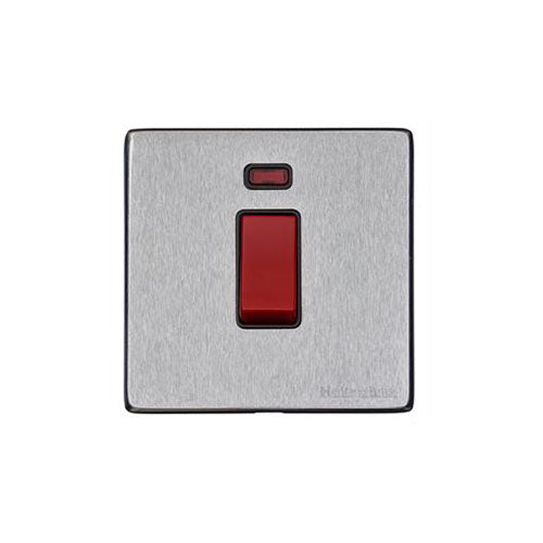 Vintage Range Satin Chrome Switches & Sockets, X03 - 45A DP Cooker Switch with Neon (single plate) by Heritage Brass By M-Marcus