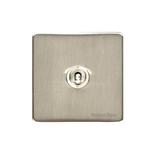 Vintage Range Satin Nickel Switches & Sockets, X05 - 1 Gang Toggle Switch by Heritage Brass By M-Marcus