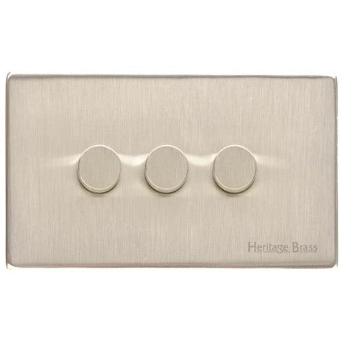 Vintage Range Satin Nickel Switches & Sockets, X05 - 3G Multi Location Primary Dimmer by Heritage Brass By M-Marcus