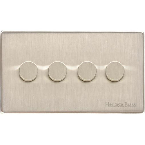 Vintage Range Satin Nickel Switches & Sockets, X05 - 4 Gang Dimmer 400 watts(Compatible with halogen/ incandescent bulbs) by Heritage Brass By M-Marcus