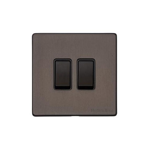 Vintage Range Matt Bronze Switches & Sockets, X09 - 2 Gang Rocker Switch by Heritage Brass By M-Marcus