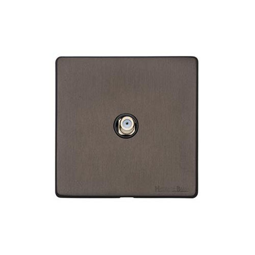 Vintage Range Matt Bronze Switches & Sockets, X09 - 1 Gang Satellite Socket by Heritage Brass By M-Marcus