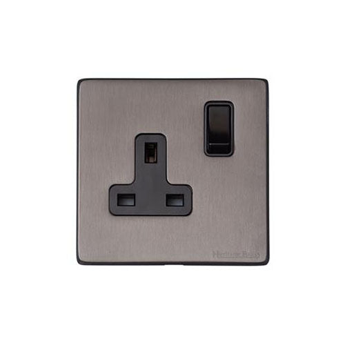 Vintage Range Satin Black Nickel Switches & Sockets, X66 - Single Socket (13 Amp) by Heritage Brass By M-Marcus