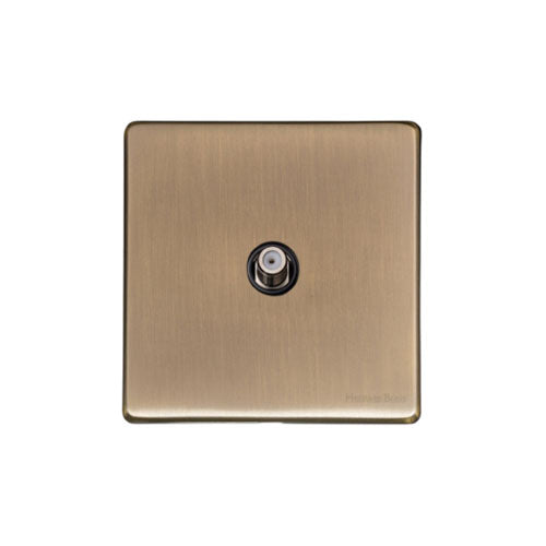 Vintage Range Antique Brass Switches & Sockets, X91 - 1 Gang Satellite Socket by Heritage Brass By M-Marcus