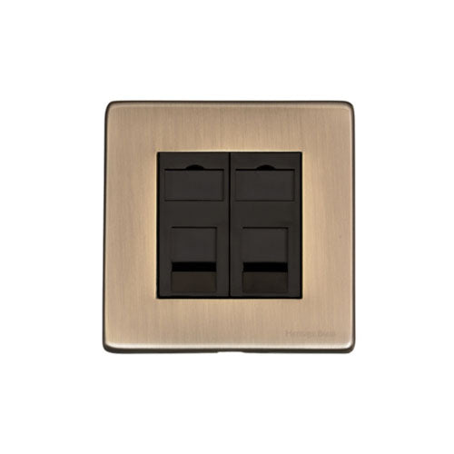 Vintage Range Antique Brass Switches & Sockets, X91 - 2 Gang Secondary Line Socket by Heritage Brass By M-Marcus